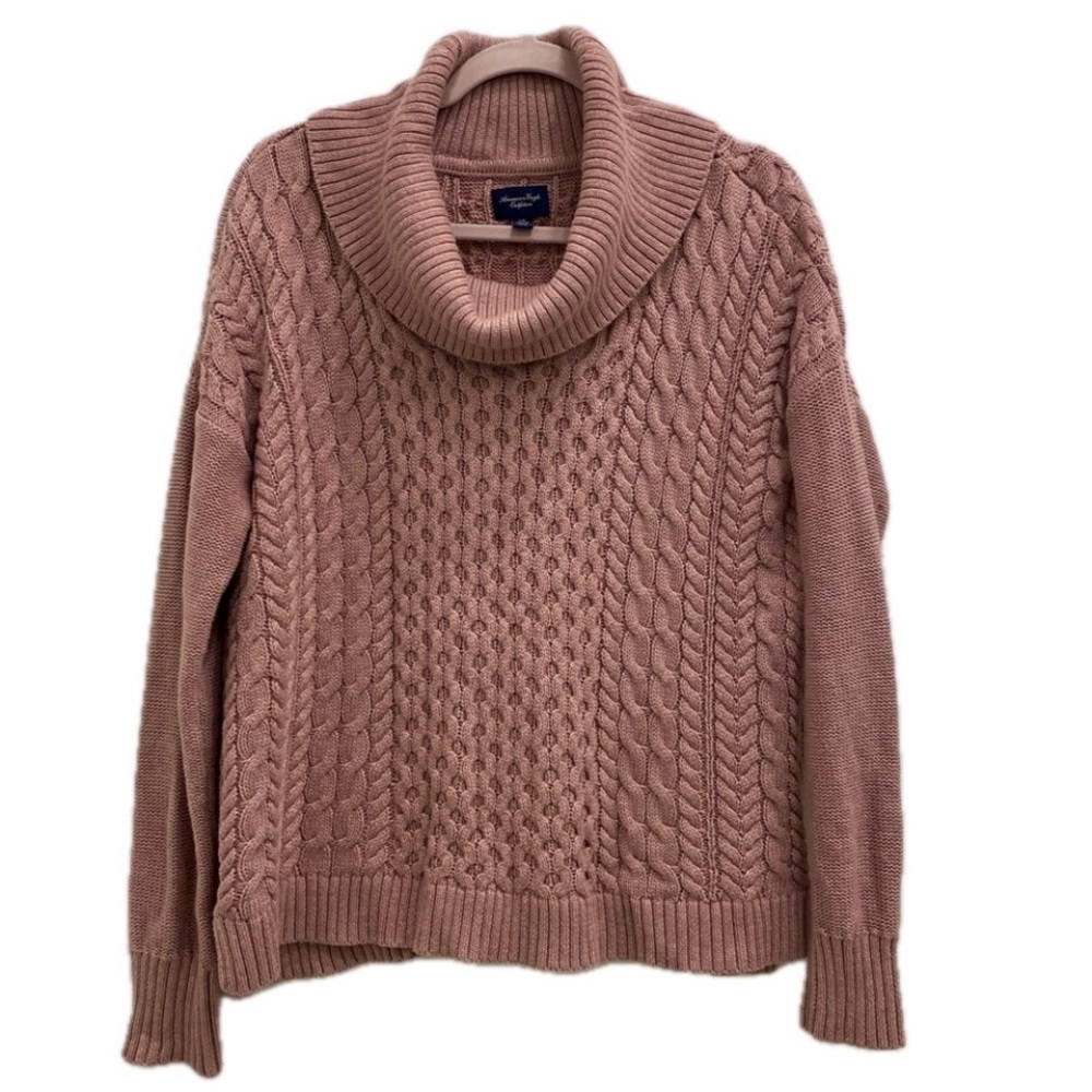 Cozy Pink Cable Knit Sweater by American Eagle, Large
